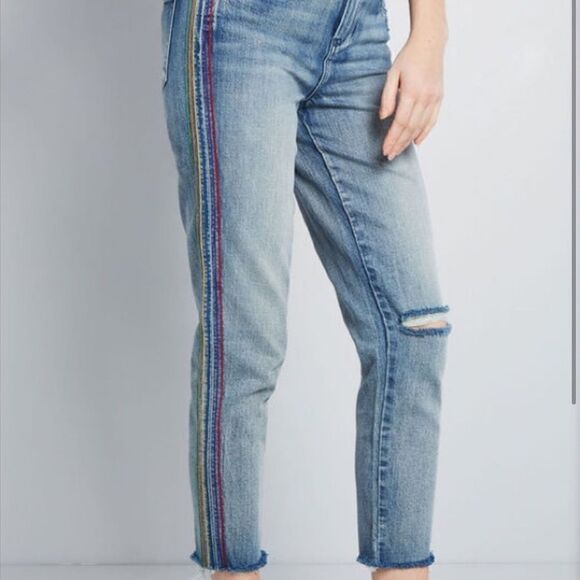 Blank NYC Rainbow Embroidered Cropped Jeans Women’s 27 - Picture 1 of 7